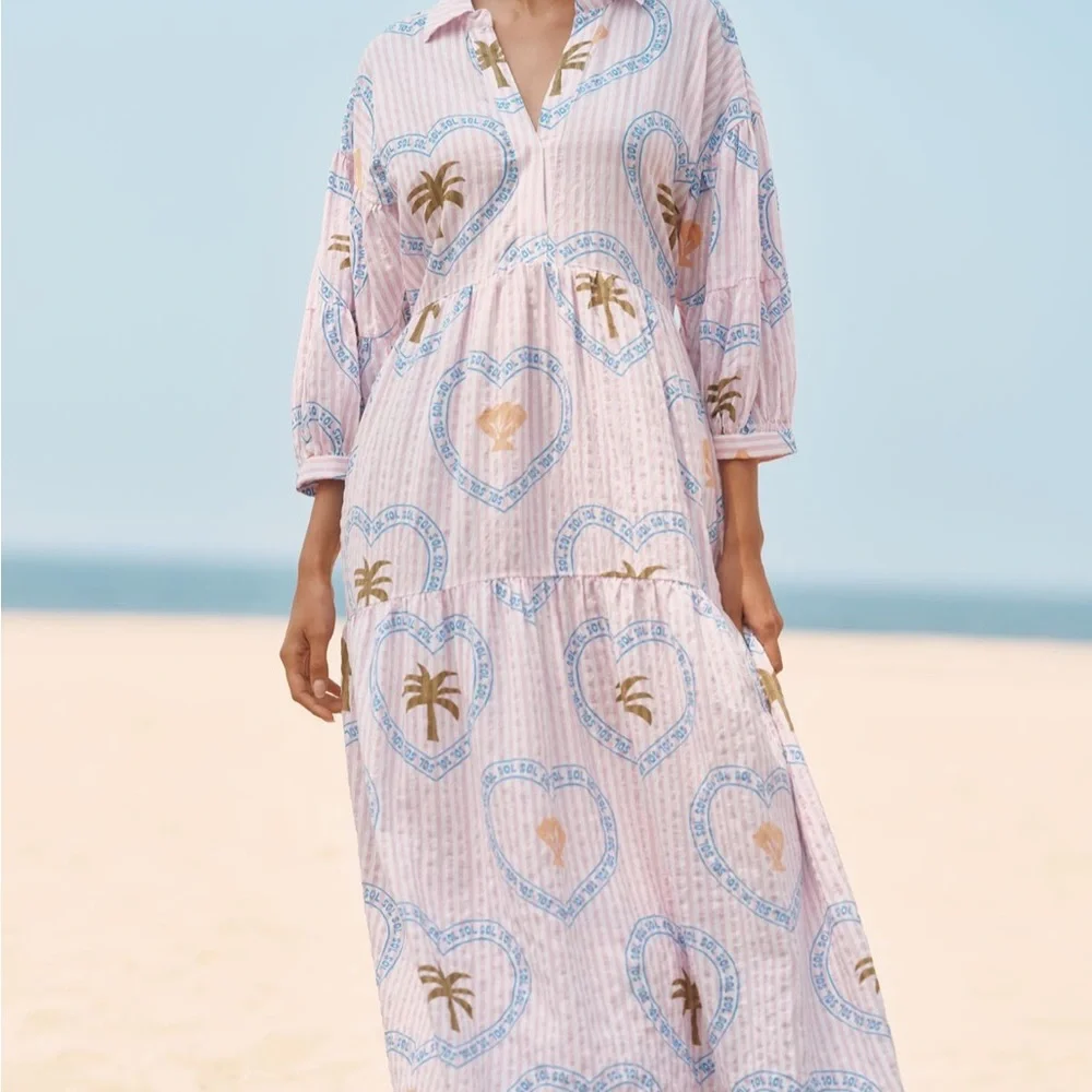 Elegant Pink and White Striped Swim Cover-Up - Picture 3 of 8